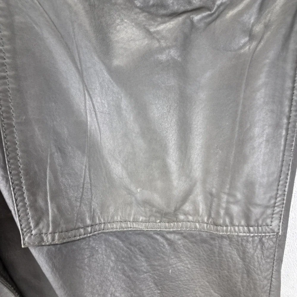 Vintage Burberrys Jacket Womens Gray Leather Long Overcoat Button Lined Trench - Picture 6 of 13